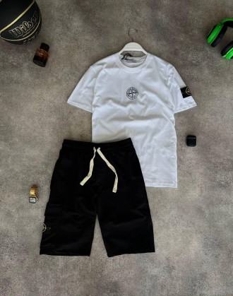 
Костюм мужской летний черно-белый молодёжный футболка и шорты фирменный Stone I. . фото 6
