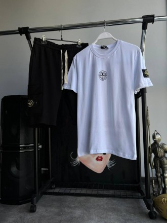 
Костюм мужской летний черно-белый молодёжный футболка и шорты фирменный Stone I. . фото 5