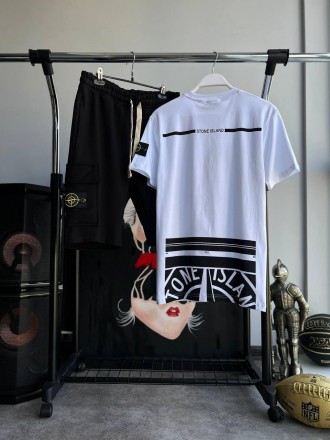 
Костюм мужской летний черно-белый молодёжный футболка и шорты фирменный Stone I. . фото 7