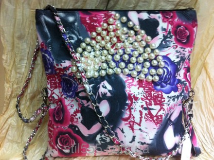 Молодёжная стильная цветная сумка-клатч украшенная жемчужинами Характеристика и . . фото 5