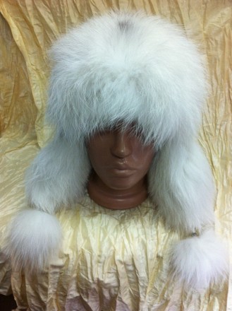 Великолепная зимняя женская ушанка белого цвета с мехом полярной лисы, популярна. . фото 2