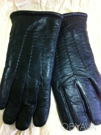 Мужские перчатки из отличной кожи и натуральной плотной шерстяной набивкой ( с ч. . фото 1