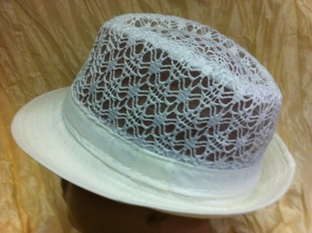 Шляпа кружевная федора для девочек из коттона и кружевной тульи , которая подойд. . фото 4