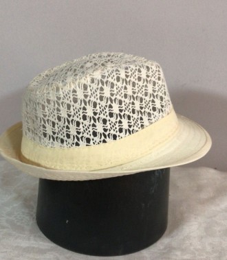 Шляпа кружевная федора для девочек из коттона и кружевной тульи , которая подойд. . фото 7