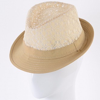 Шляпа кружевная федора для девочек из коттона и кружевной тульи , которая подойд. . фото 2