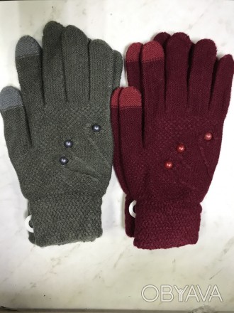 Женские вязаные перчатки сенсор пальчики ,с рисунком , красивые ,тёплые по досту. . фото 1