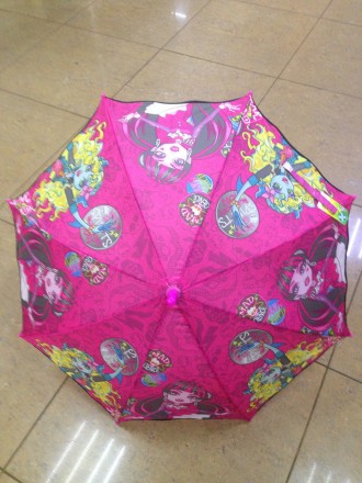 Красивый зонтик для юных модниц, оснащен 8 карбоновыми спицами, куполом из ткани. . фото 3