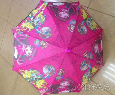 Красивый зонтик для юных модниц, оснащен 8 карбоновыми спицами, куполом из ткани. . фото 1