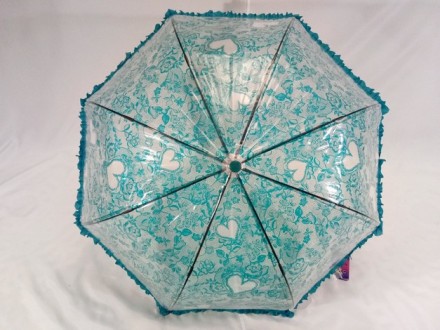 Красивый зонтик прозрачный для юных модниц, оснащен 8 карбоновыми спицами, полив. . фото 5