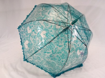 Красивый зонтик прозрачный для юных модниц, оснащен 8 карбоновыми спицами, полив. . фото 2