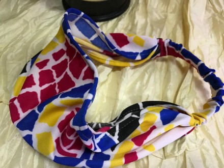 Модные летние косынки - банданы -повязки на резинке из шёлка и шифона Цветные и . . фото 3