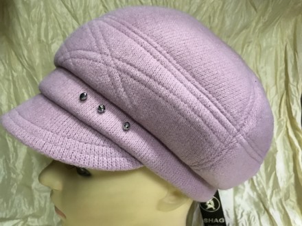  Объемная розовая и бежевая женская, формованная кепка с красивым украшением в в. . фото 6