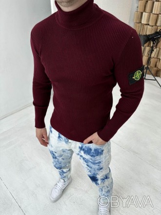 
Гольф кофта свитер водолазка мужская бордовая весна-осень-зима тёплая под горло. . фото 1