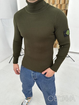 
Гольф кофта свитер водолазка мужская хаки весна-осень-зима тёплая под горло Сто. . фото 1
