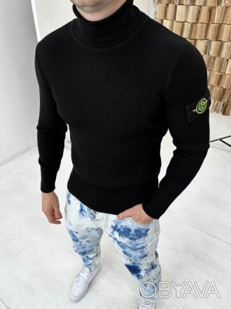 
Гольф кофта свитер водолазка мужская черная весна-осень-зима тёплая под горло С. . фото 1