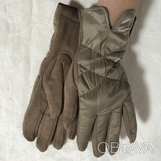 Красивые женские двухсторонние перчатки . Верх перчаток - стёганая плащёвка а др. . фото 1