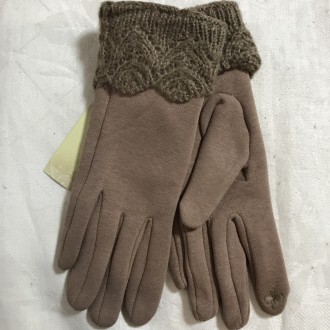 женские трикотажные перчатки , гладкой вязки , верх с ажурным довязом в верхней . . фото 5