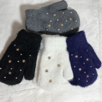 
	жіночі (невеликому розміру) та підліткові рукавиці, однотонна якісна м'яка шер. . фото 5