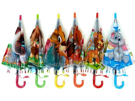 Красивые детские прозрачные зонтики с зверятами , полуавтомат ,оснащены 8 спицам. . фото 9