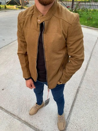 
Куртка мужская весна-осень коричневая без капюшона однотонная молодёжная Турция. . фото 2
