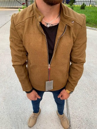 
Куртка мужская весна-осень коричневая без капюшона однотонная молодёжная Турция. . фото 4