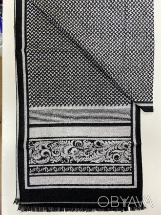 Мужской классический шарф- кашне красивый двухсторонний с бахромой отличного кач. . фото 1