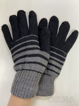 Мужские одинарные демисезонные вязанные перчатки , красивые ,тёплые , мягкие . Ц. . фото 1