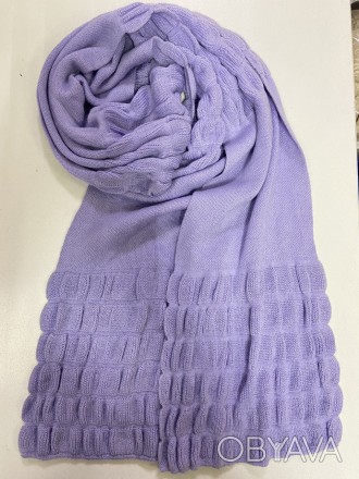 Гарний, теплий, натуральний із легким драпіруванням в'язаний шарф з ангорової ше. . фото 1