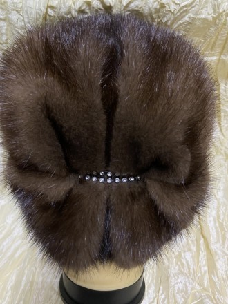 Норкова шапка-косинка "Стела Віяла" колір ірис. Шапка тепла та комфортна , пофар. . фото 3