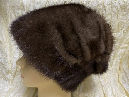 Норкова шапка-косинка "Стела Віяла" колір ірис. Шапка тепла та комфортна , пофар. . фото 4