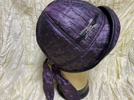 Жіноча капелюшок-панама із жатої плащової тканини із зав'язками. Прекрасно сидит. . фото 1