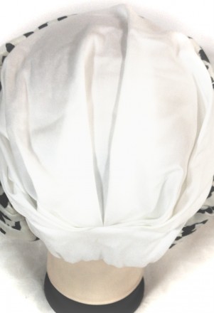 Літня бандана-шапка-чалма-косинка-тюрбан з об'ємною прикрасою у формі коси. Скла. . фото 3