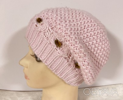  Цвет ― розовый 
Предлагаем женский, одинарный , демисезонный берет-шапку украше. . фото 1