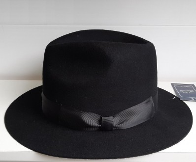 Мужская фетровая шляпа из натуральной валяной шерсти , цвет чёрный. Размер - 55-. . фото 4