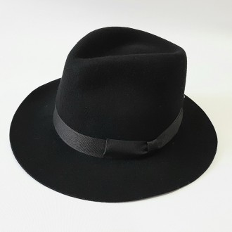 Мужская фетровая шляпа из натуральной валяной шерсти , цвет чёрный. Размер - 55-. . фото 3