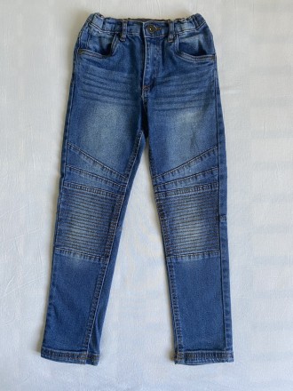 На рост 122 см .Модные синие тёртые джинсы для девочки из коттона стрейч \\ хлоп. . фото 2