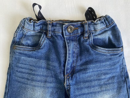 На рост 122 см .Модные синие тёртые джинсы для девочки из коттона стрейч \\ хлоп. . фото 4