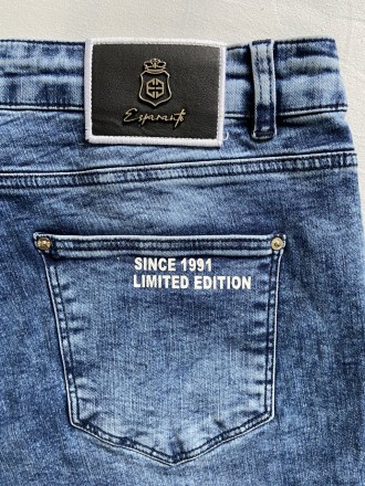 Брендовые джинсы скинни стейчевые коттоновые мужские с заниженной проймой .Цвет . . фото 6