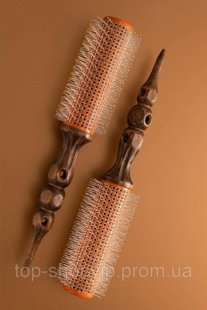 Високоякісний корейський термобрашинг Hot Iron Brush з дерев'яною ручкою. Бараба. . фото 6