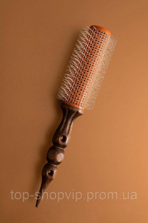 Високоякісний корейський термобрашинг Hot Iron Brush з дерев'яною ручкою. Бараба. . фото 5
