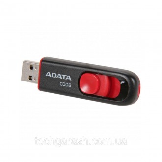 A-DATA USB 2.0 C008 16Gb Black/Red — накопичувач у висувному корпусі, що плавно . . фото 4