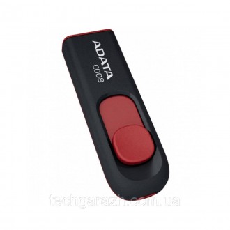 A-DATA USB 2.0 C008 16Gb Black/Red — накопичувач у висувному корпусі, що плавно . . фото 2