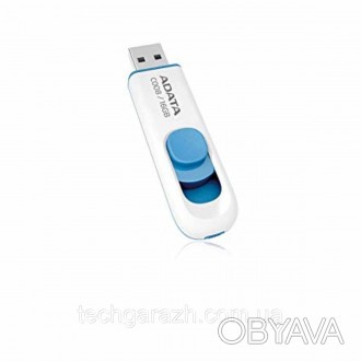 A-DATA USB 2.0 C008 16Gb White/Blue — накопичувач у висувному корпусі, що плавно. . фото 1