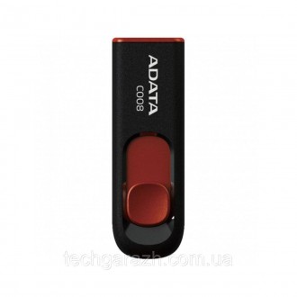A-DATA USB 2.0 C008 64Gb Black/Red — накопичувач у висувному корпусі, що плавно . . фото 3