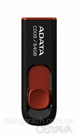 A-DATA USB 2.0 C008 64Gb Black/Red — накопичувач у висувному корпусі, що плавно . . фото 1