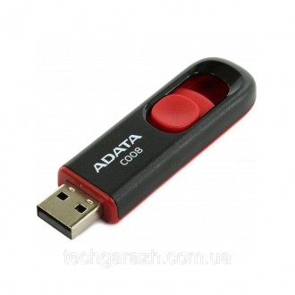 A-DATA USB 2.0 C008 8Gb Black/Red — накопичувач у висувному корпусі, що плавно р. . фото 4