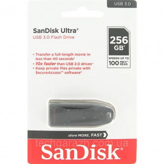USB флеш накопичувач SANDISK 256GB Ultra USB 3.0 (SDCZ48-256G-U46) в компактному. . фото 5