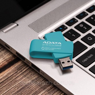 Флешка A-DATA USB 3.2 UC310 Eco 256Gb Green – просте та доступне рішення, якщо в. . фото 7