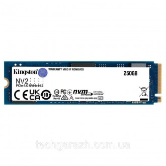 Твердотільний накопичувач SSD Kingston NV2 250GB інтерфейсом NVMe PCIe Gen 4.0 x. . фото 2