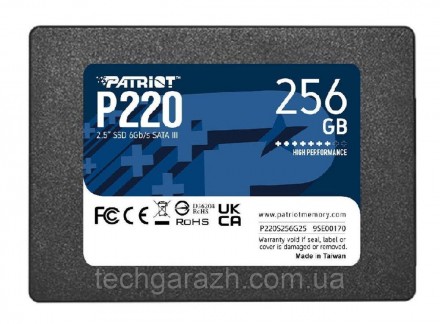 Накопичувач SSD Patriot P220 256GB 2.5" 7mm SATAIII — ідеальне рішення для повся. . фото 2